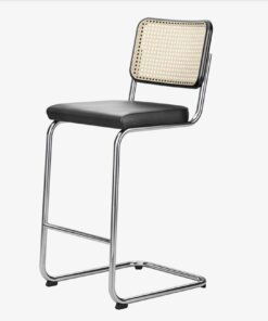 Thonet S32 SPVH - Beuken Gebeitst - Zitting Leder - Rugleuning Gevlochten Riet