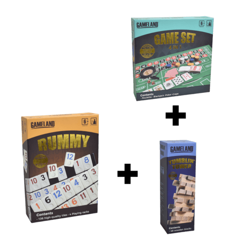 Mega Combi Set Tumblin' Tower / Rummy / 4 in 1 Game Set