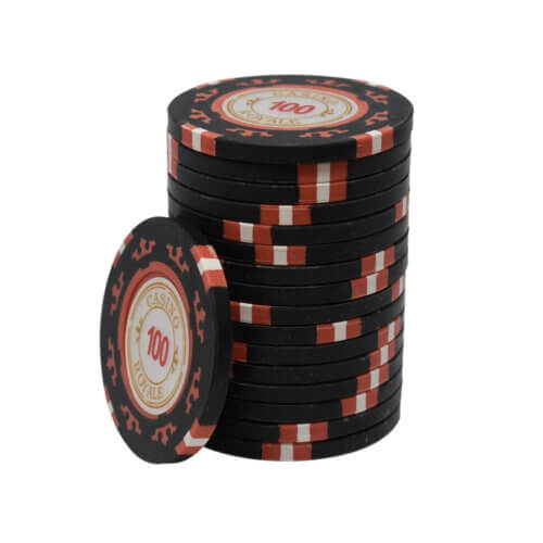 Casino Royale clay chips 100 zwart (25 stuks)