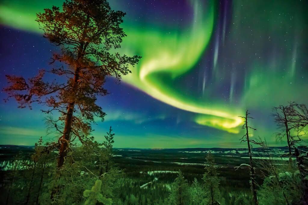 Beautiful Nothern lights over Lapland