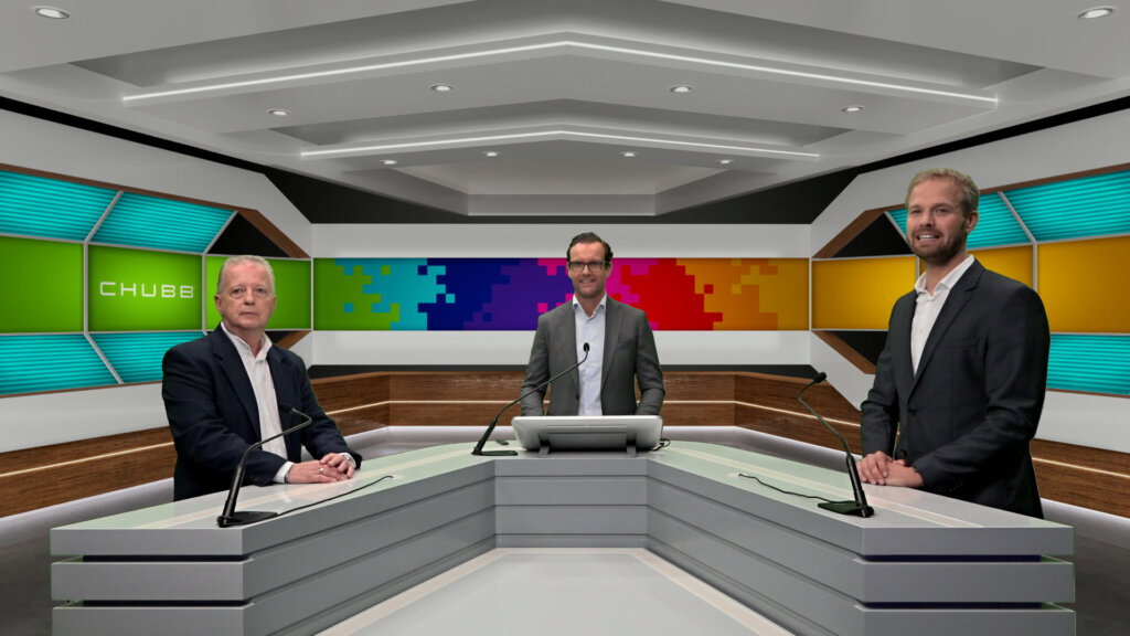 Een sfeerbeeld van onze collega Bart bij het webinar van Chubb.