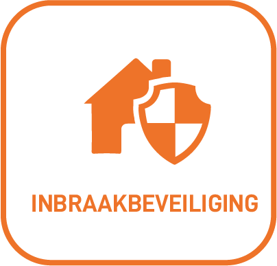 Een huis met daarvoor een schild. Dit illustreert de bescherming van een huis: inbraakbeveiliging.