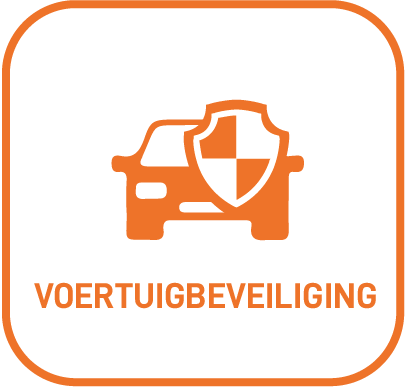 Een auto met daarvoor een schild. Dit illustreert de bescherming van de auto: voertuigbeveiliging